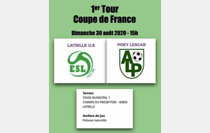 Le premier match officiel est tombé pour nos Séniors A en coupe de France contre Entente Sportive Latrilloise !