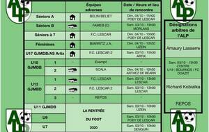 Le planning du 3 et 4 octobre