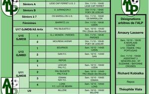 Le planning du 10 et 11 octobre