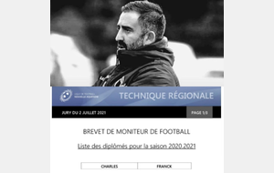 Félicitations à Franck Charles Entraîneur de l’équipe Fanion du club pour l’obtention de son Brevet de Moniteur de Football (BMF) 👏🏻