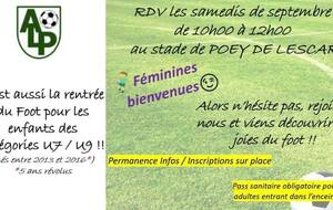 C’est la reprise pour les U6-U8 ce samedi au stade de Poey de Lescar ⚽️