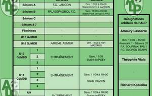 Le planning du 11 et 12 septembre : La reprise du championnat pour les 2 équipes Séniors 💪🏻