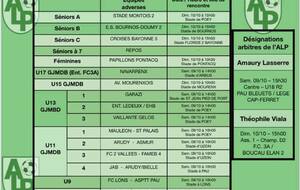 Le planning du 9 et 10 octobre :