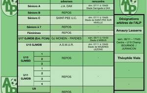 Le planning du 6 et 7 novembre :