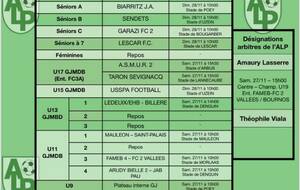 Le planning du 27 et 28 novembre :