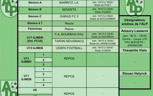 Le planning du 18 et 19 décembre :